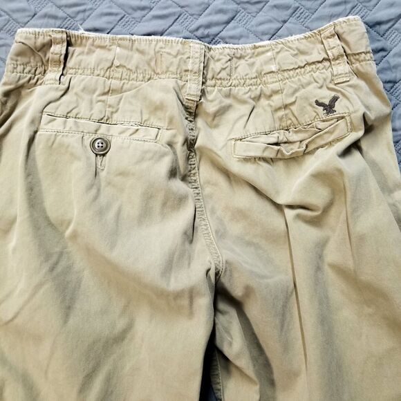 American Eagle Pants Mens 30x30 Brown Bootcut Khakis Straight Dark Wash Canvas - Picture 9 of 11
